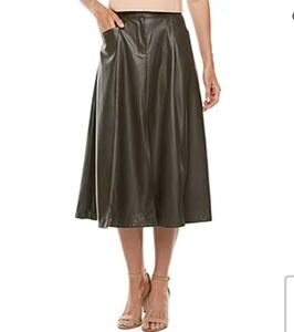 WORTHINGTON Women's A line Faux Leather Olive Skirt